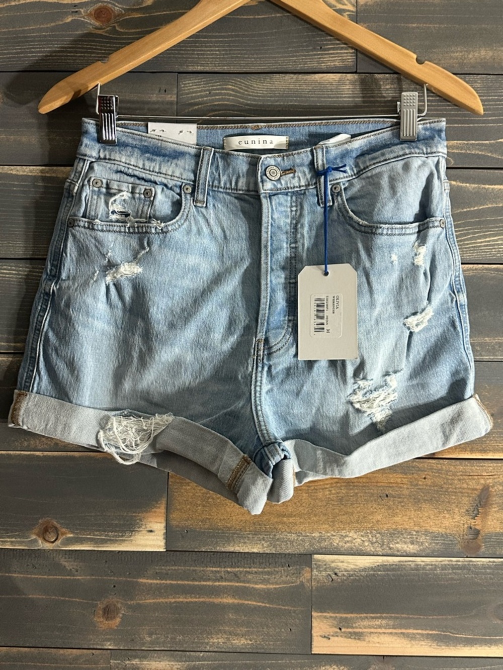 eunina Olivia High Rise Denim Mom Shorts